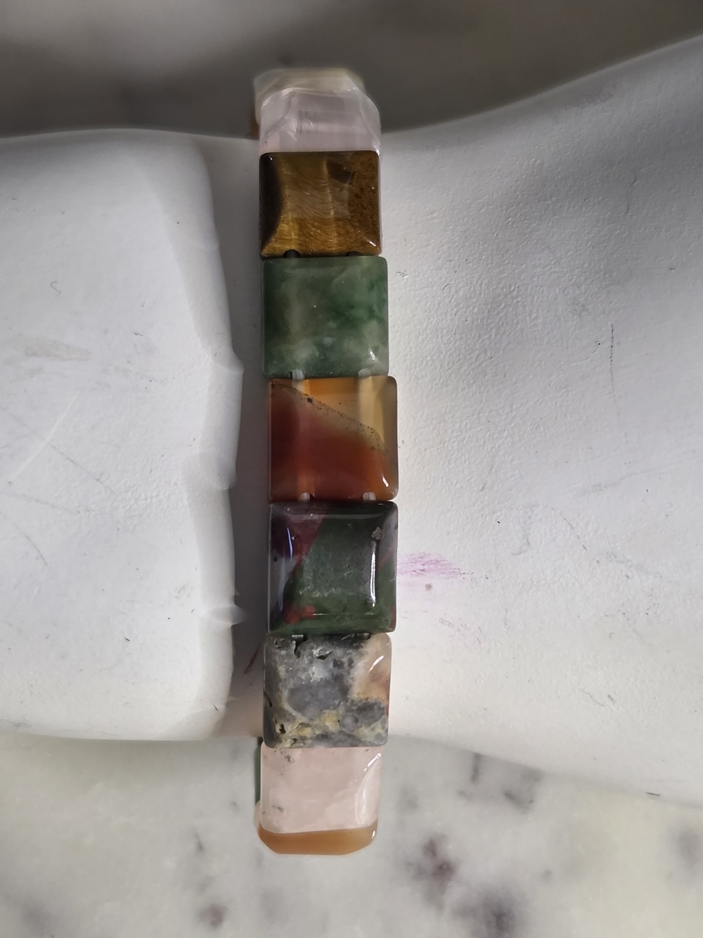 Multicolor Square Gemstone Stretch Bracelet - Women's Jewelry
